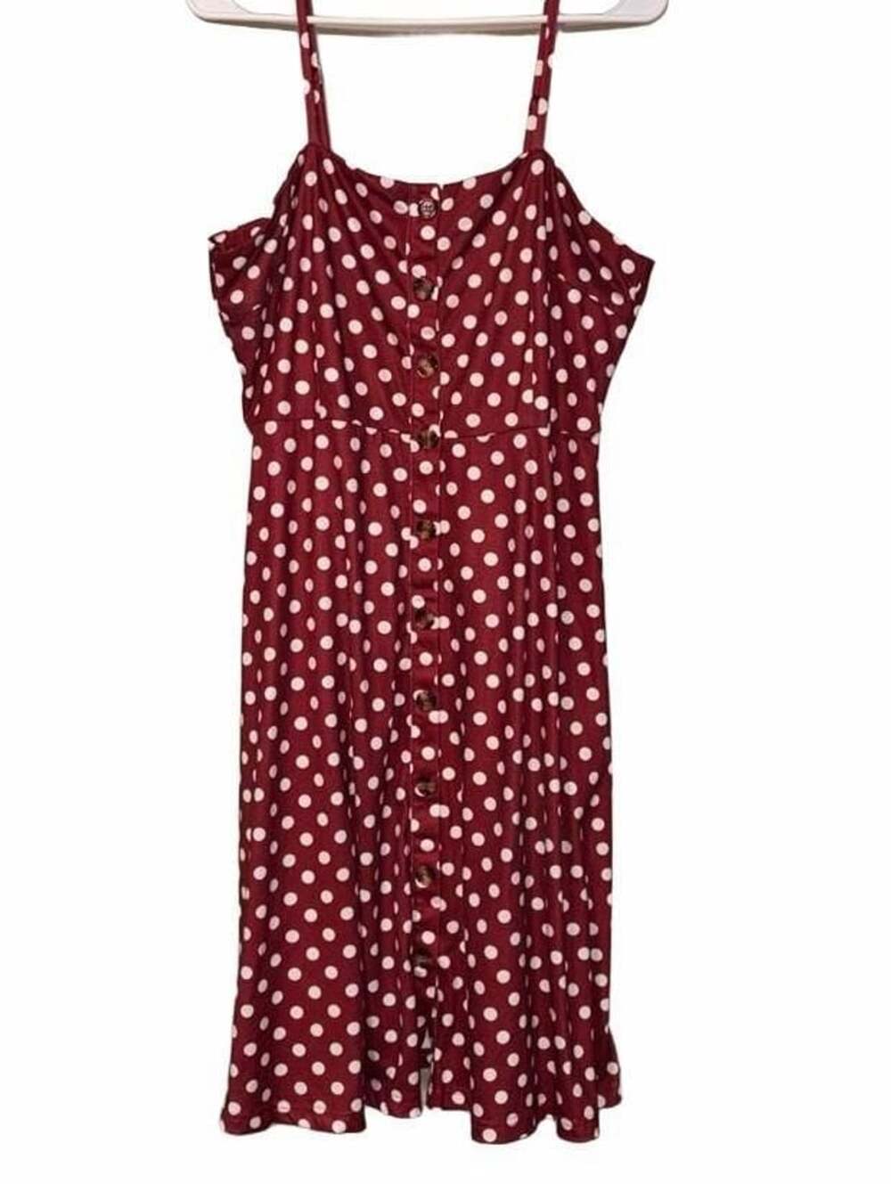 Berydress Women's Casual Dress Spaghetti Button Down Midi Sundress large